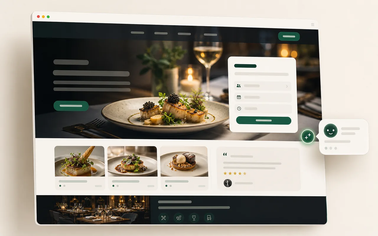 Exemple de site premium pour un restaurant avec réservation, menu et version mobile
